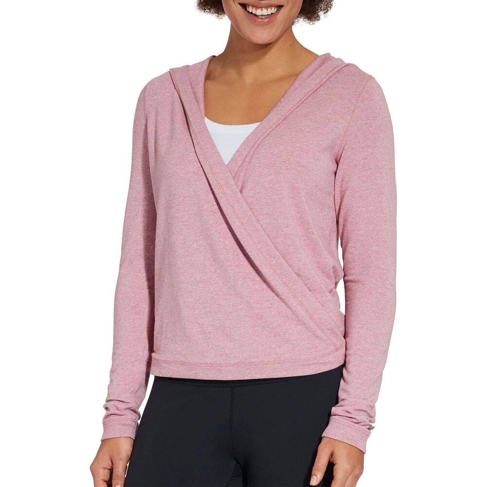 Calia Pink Effortless Wrap Cardigan Hooded Pullover Layering Long Sleeve Top